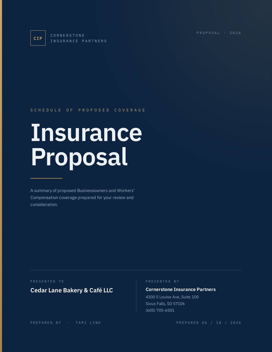 Cover of the Small Business Standard Proposal sample